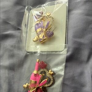 Champagne and heart purple and Pink Heart Brooch pick 1 purple or pink